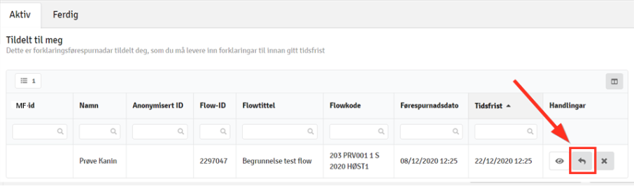 Skjermbilde fra WISEflow