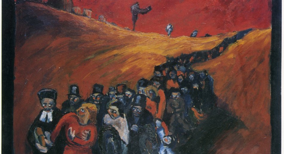 A painting of a funeral procession stretching to the horizon