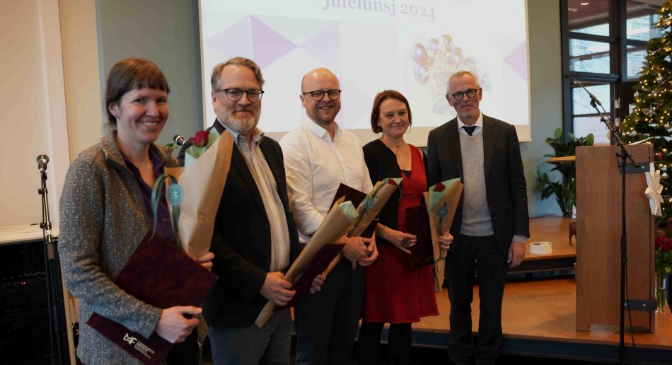 From the left: Marielle Stigum Gleiss, John W. Kaufman, Atle O. Søvik, Trine Anker and rector Vidar L. Haanes