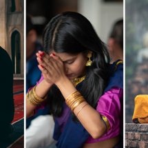 Muslim, hindu og buddhist i bønn